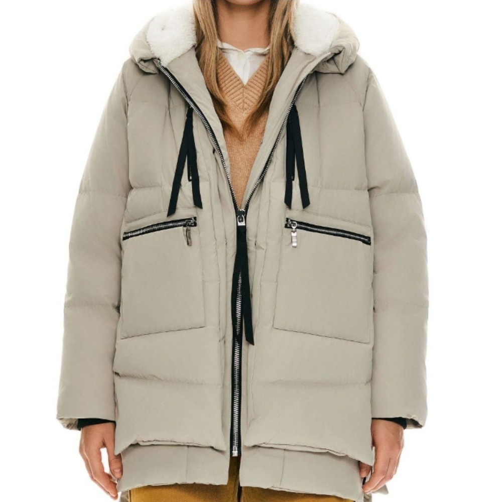 Orolay Thickened Down Jacket Womens Small Beige Puffer Parka Warm Winter Coat